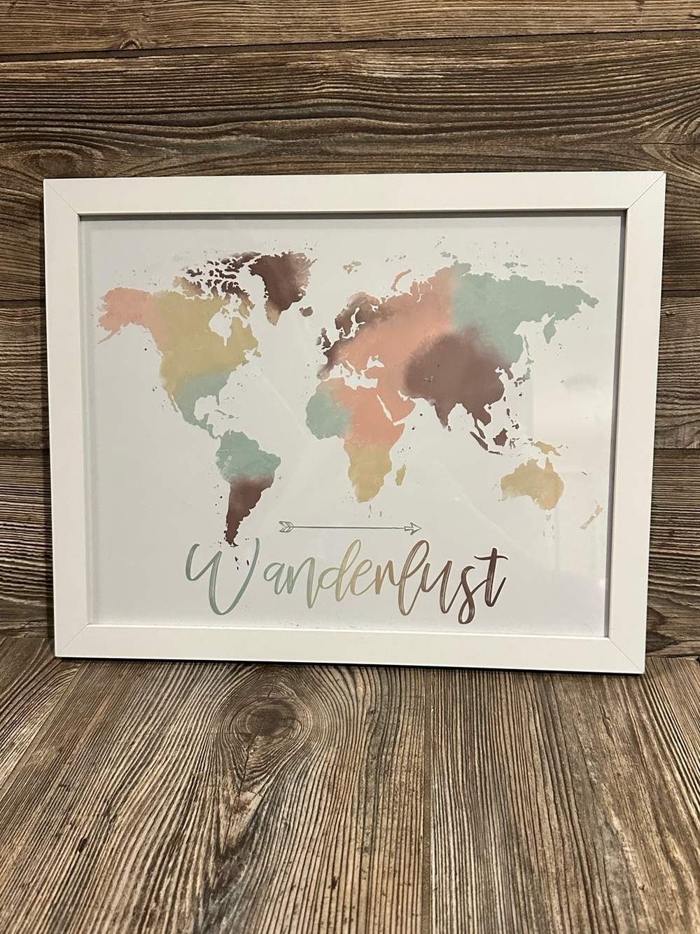 Wanderlust White Frame Wall Art with Pastel Color Palette Boho Vibes Festival